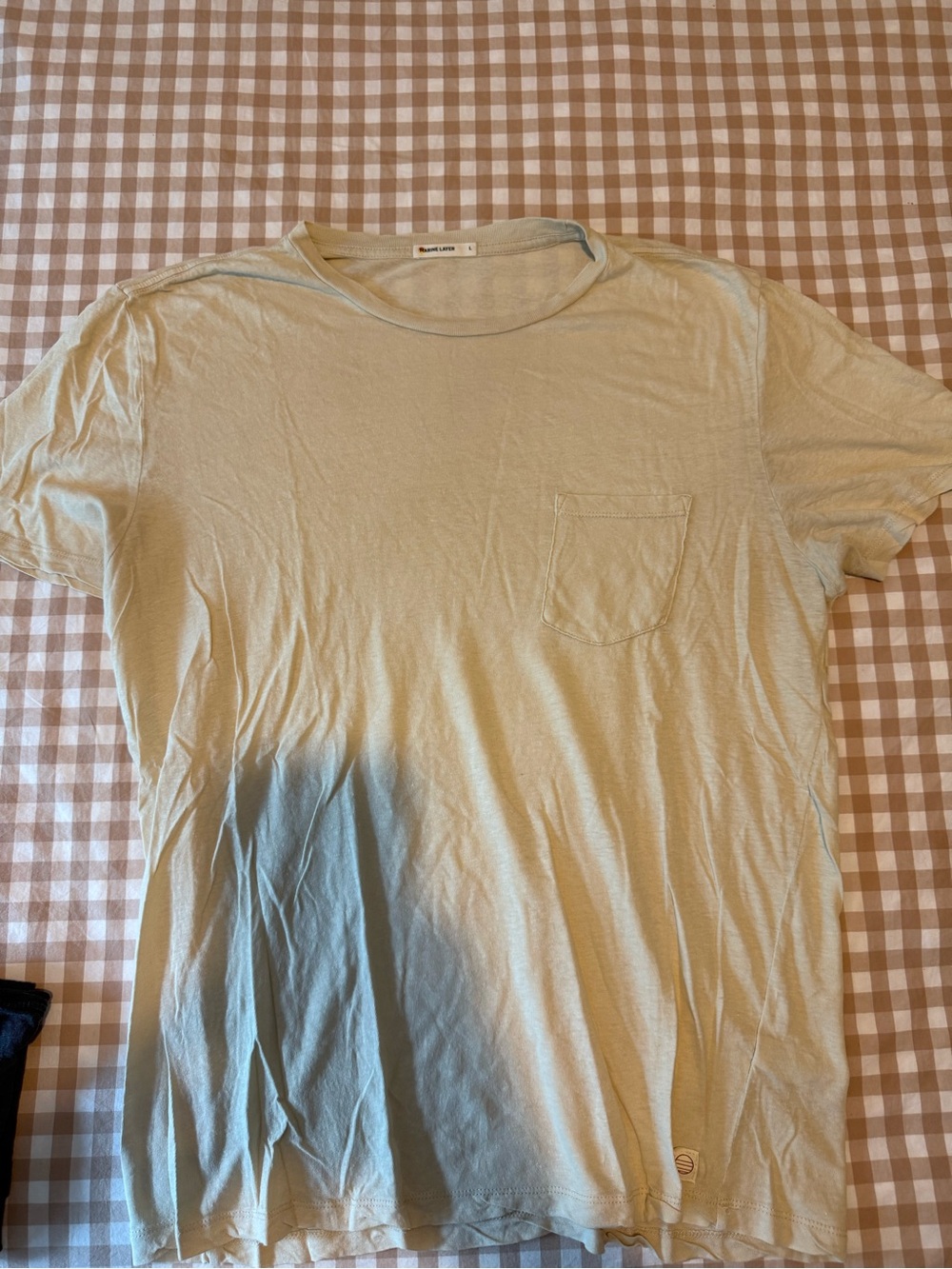 Marine Layer Relaxed Hemp Cotton Tee men’s sand size large